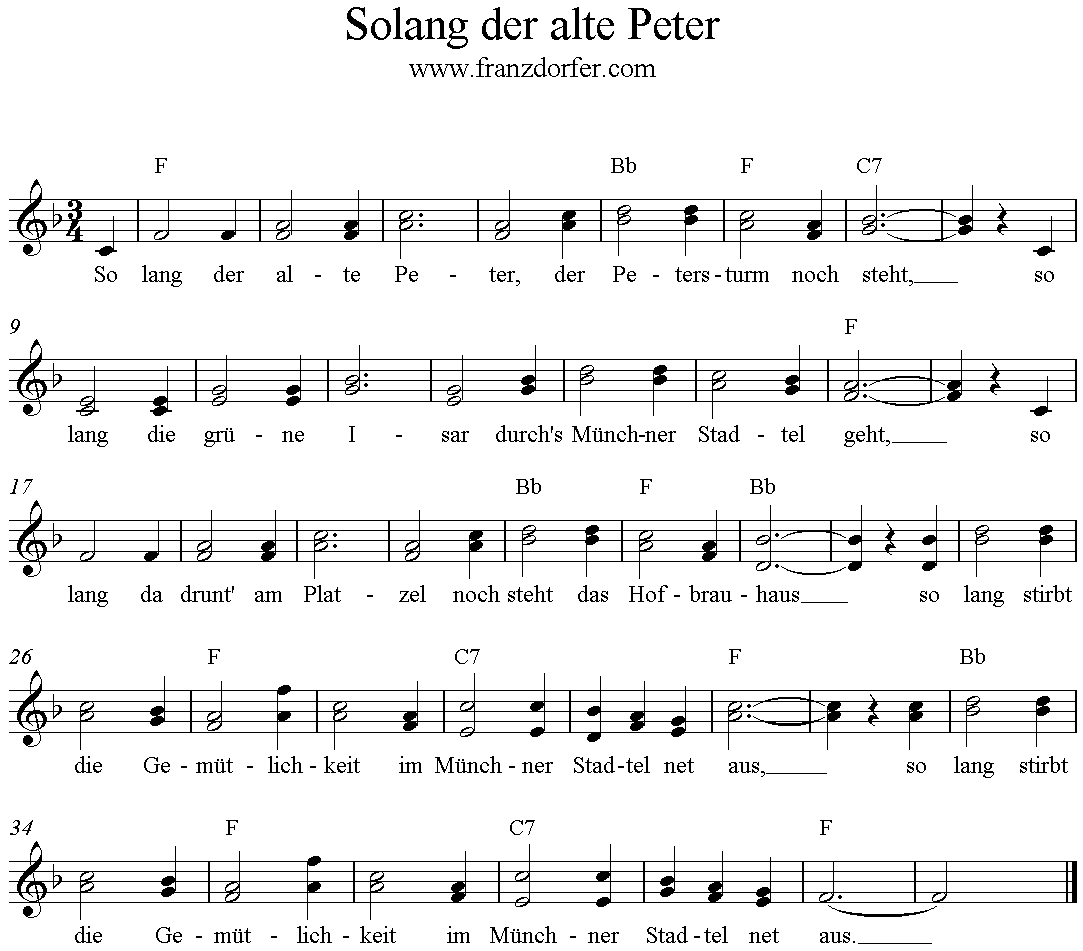 Noten Solang der alte Peter